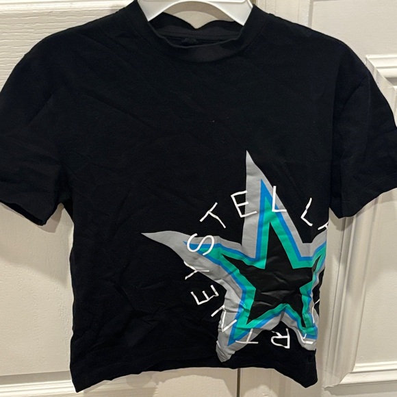 Stella McCartney Kids Black Tee with star and logo